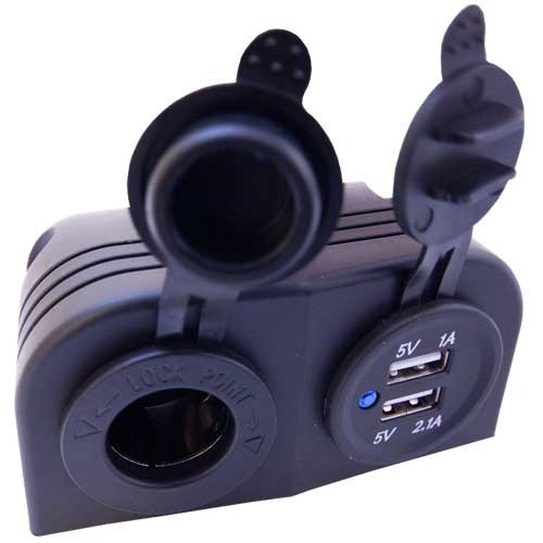 12 V and surface-mounted USB socket