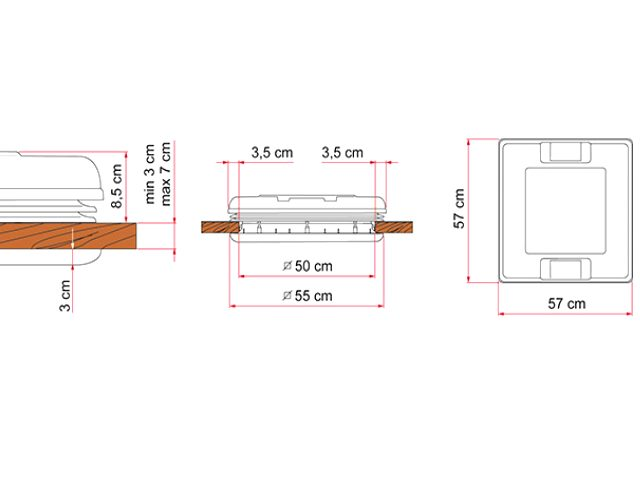 Takluckesats Fiamma 50 x 50cm klar – produktbild 2