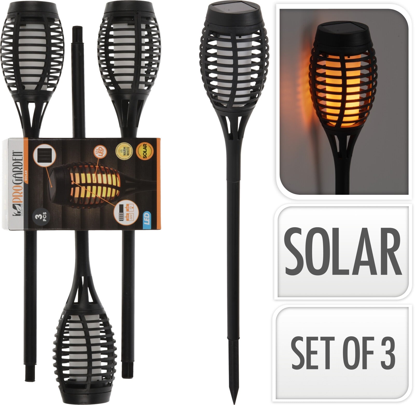 Solar-LED-Fackel 3er-Pack