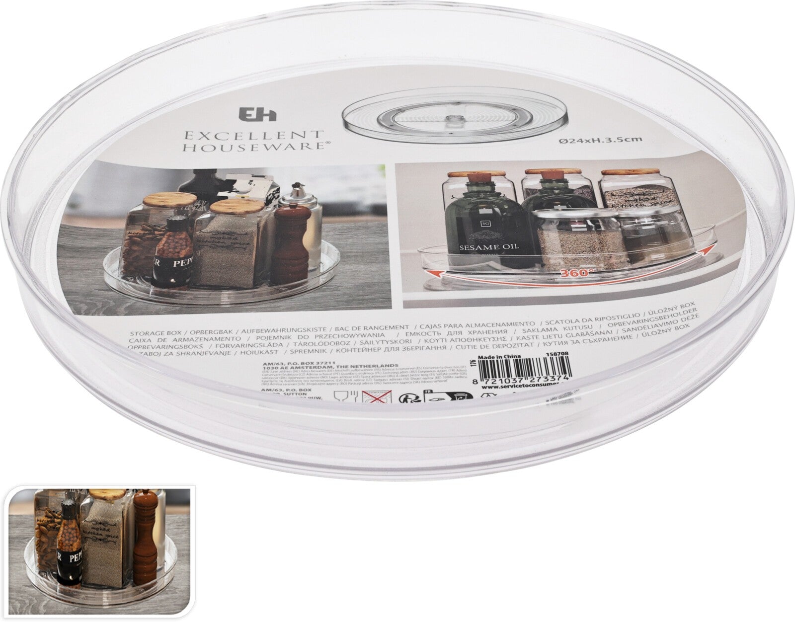 Rotating Tray Refrigerator Storage